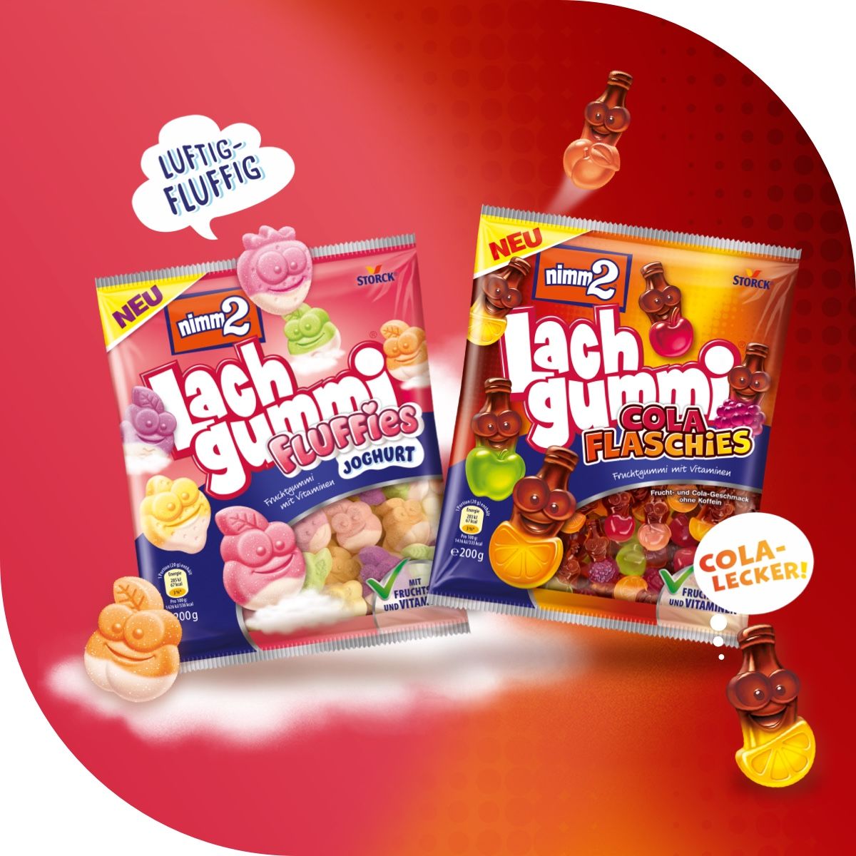 Zweimal Neues von nimm2 Lachgummi: Cola Flaschies und Fluffies